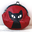 黒猫 がま口 レッド