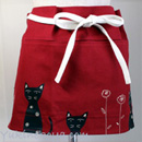 猫山さん カフェエプロン 赤