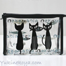 透明ビニール ポーチ 猫とお魚