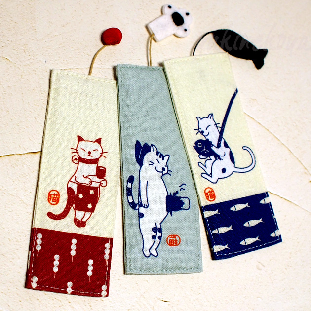 猫柄 布しおり sheepsleep 手作り 日本製