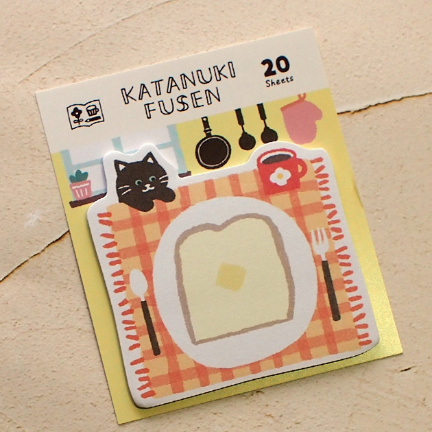 ネコ柄 付箋紙 わたしびより 型抜きふせん 20枚綴り 日本製