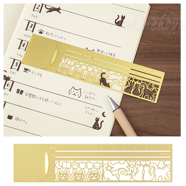 猫の3Wayクリップルーラー 定規 ブックマーカー テンプレート デザインフィル ミドリカンパニー