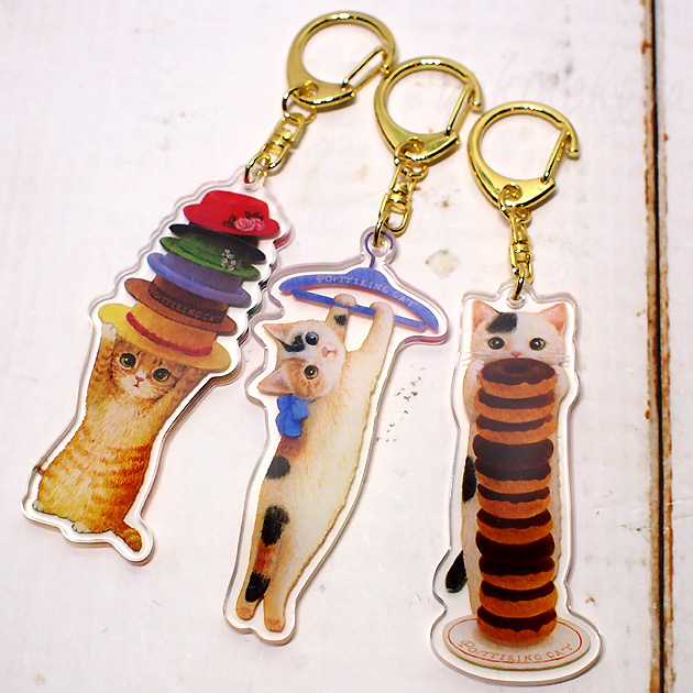 【猫のキーホルダー】アクリルキーホルダー★ポタリングキャット