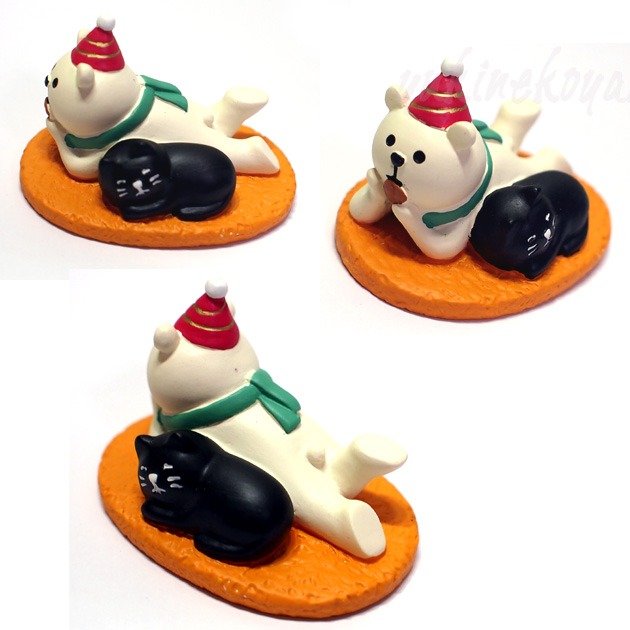 猫のマスコット 部屋と黒猫としろくま☆デコレ(DECOLE)concombre