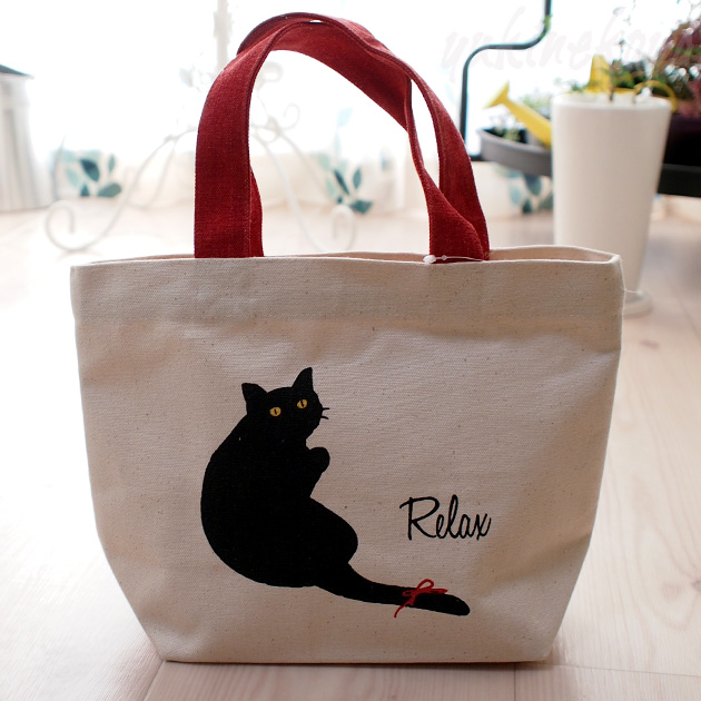 黒猫 ミニトートバッグ【リラックスネコ】::猫雑貨・猫グッズのお店