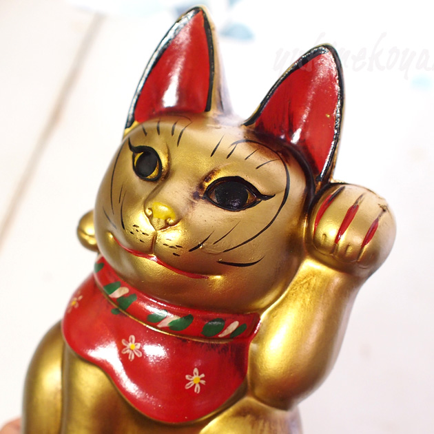 昭和レトロ　33.5cm　招き猫　黄金色　新品