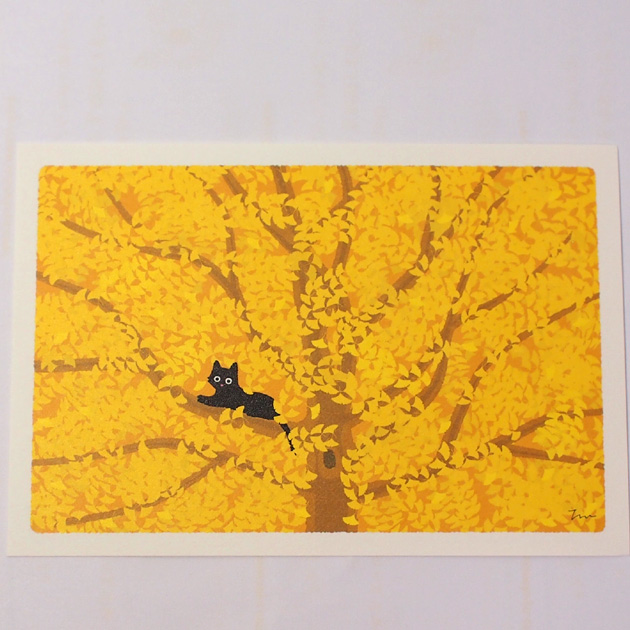 �y�L�̃|�X�g�J�[�h�z���т˂��@�؂̗t������i�X�r���E����Ƃ��̂�j�i���L�E�O�єL�j