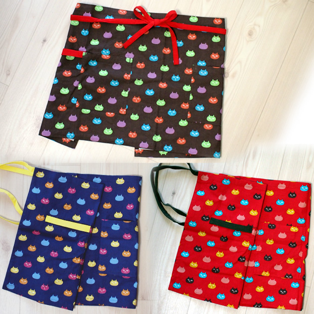 「ネコマンジュウ」いたずら猫 ギャルソンエプロン【ネコマンドロップ】